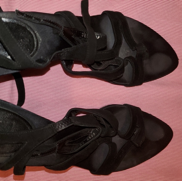 Black suede strap sandals metal heel - Picture 4 of 10